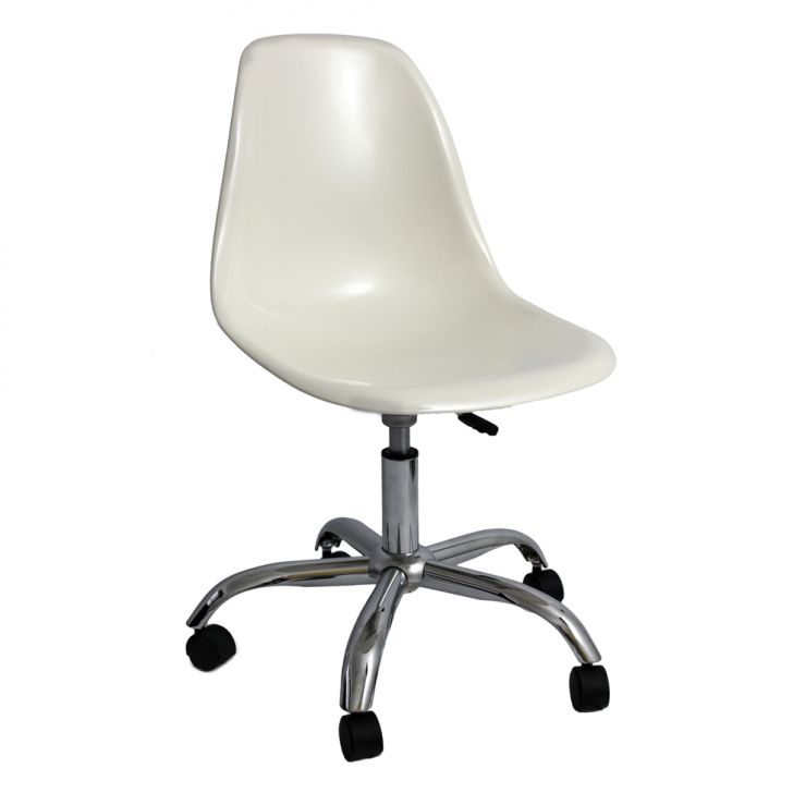 Cadeira de Escritório Eames Eiffel Rodízio Branca
