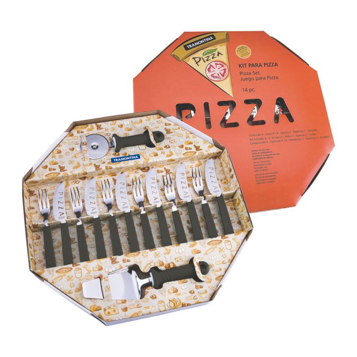 Kit Para Pizza 14 Peças Preto