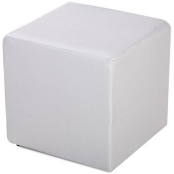 Puff Quadrado Corino Branco