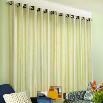 Cortina Milano Com Forro 230X450 Ilhós Imbuia,Prata 230x450 Bege