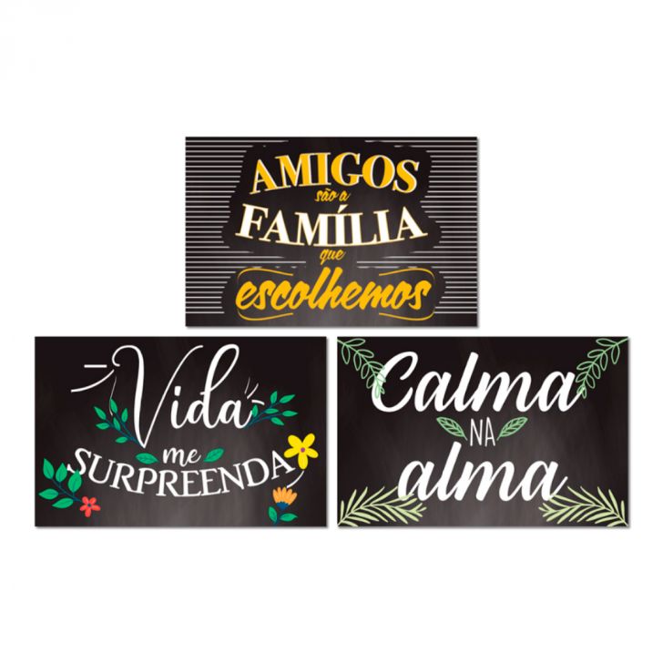 Placas Decorativas Frases de Motivação 20x30 Branca 4un