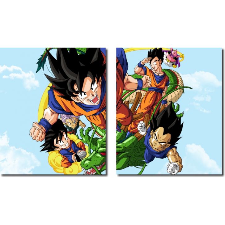 Quadro Decorativo Dragon Ball Z Goku Sayajin 2 Peças M20