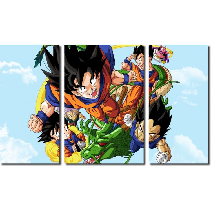 Quadro Decorativo Dragon Ball Z Goku Super Sayajin 3 Peças M8