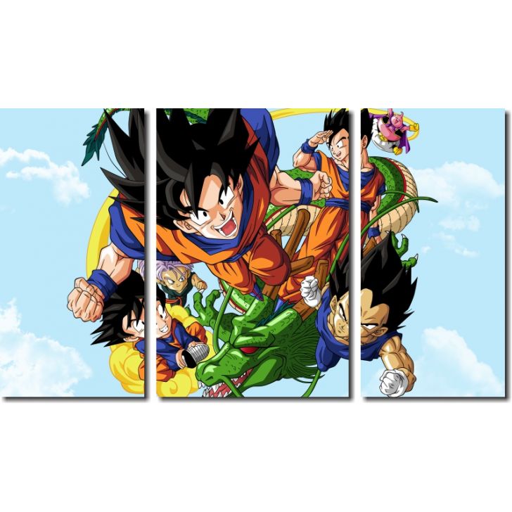 Quadro decorativo Dragon Ball Sayajins em Tecido