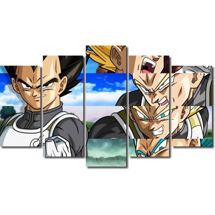 Quadro Dragon Ball Z Goku Super Sayajin 5 Peças Para Sala