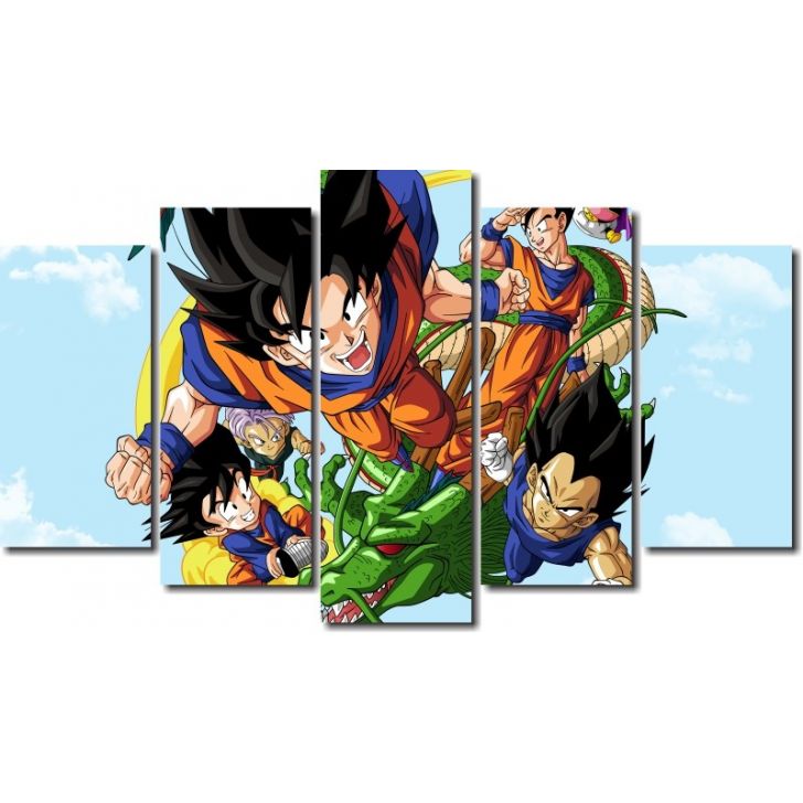 Quadro Decorativo Dragon Ball Z Goku Super Sayajin 5 Peças M8