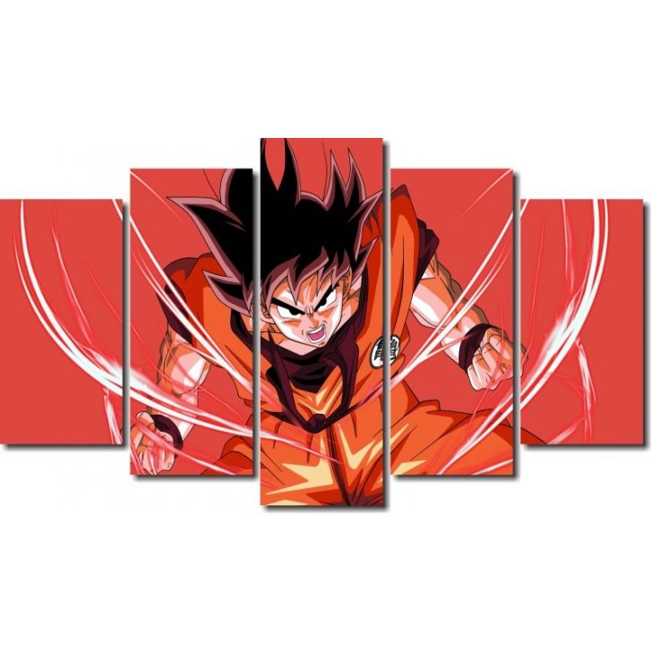 Quadro Decorativo Dragon Ball Z Goku Super Sayajin 5 peças m11