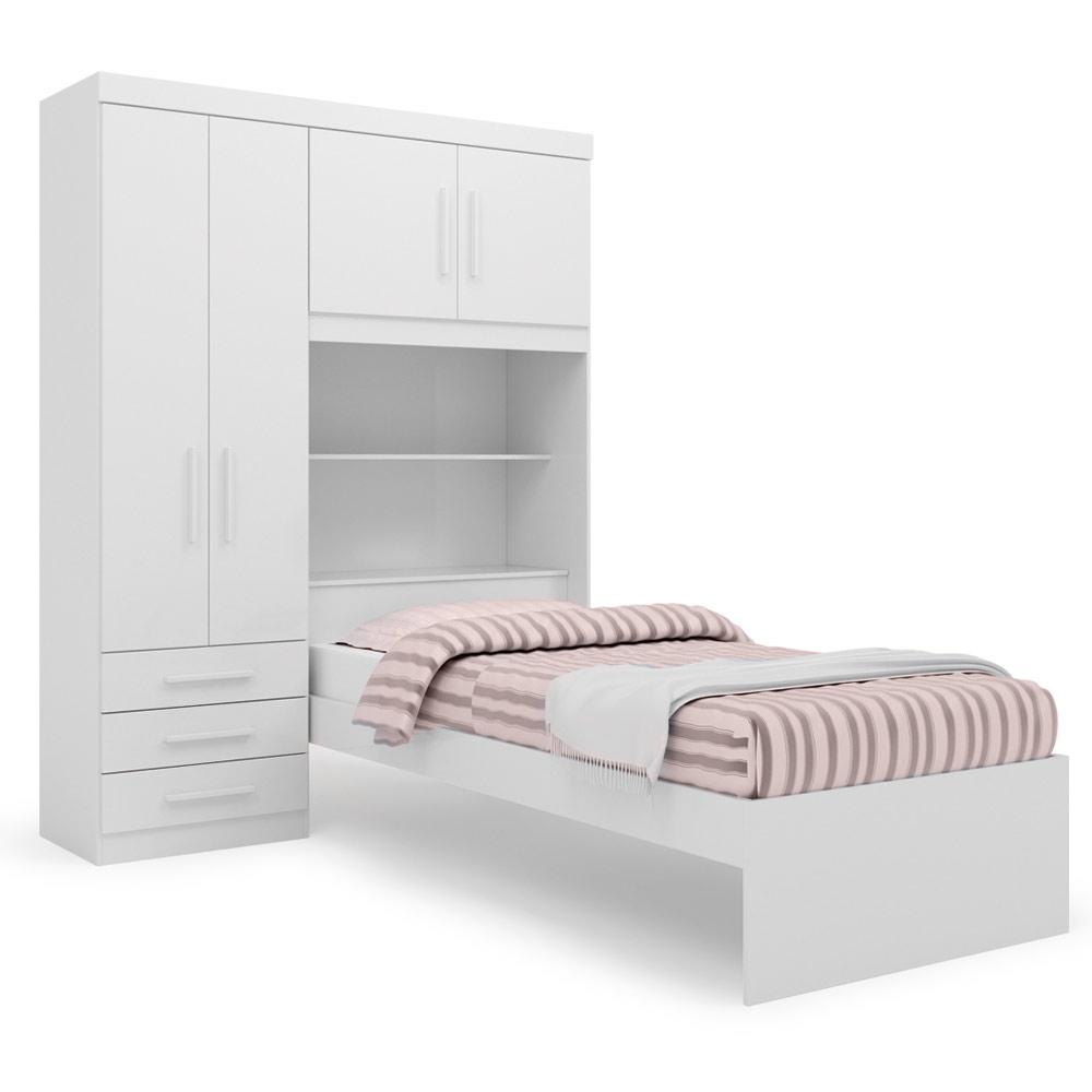 Guarda Roupa Cama De Solteiro Portas Branco Advantage Batrol