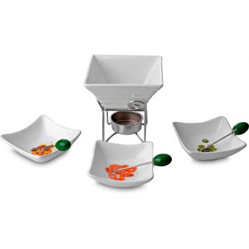 Jogo Fondue Quadrado Bon Gourmet Branco 14 p&ccedil;s Branco - Bon Gourmet Cod: RO301AC21JEO