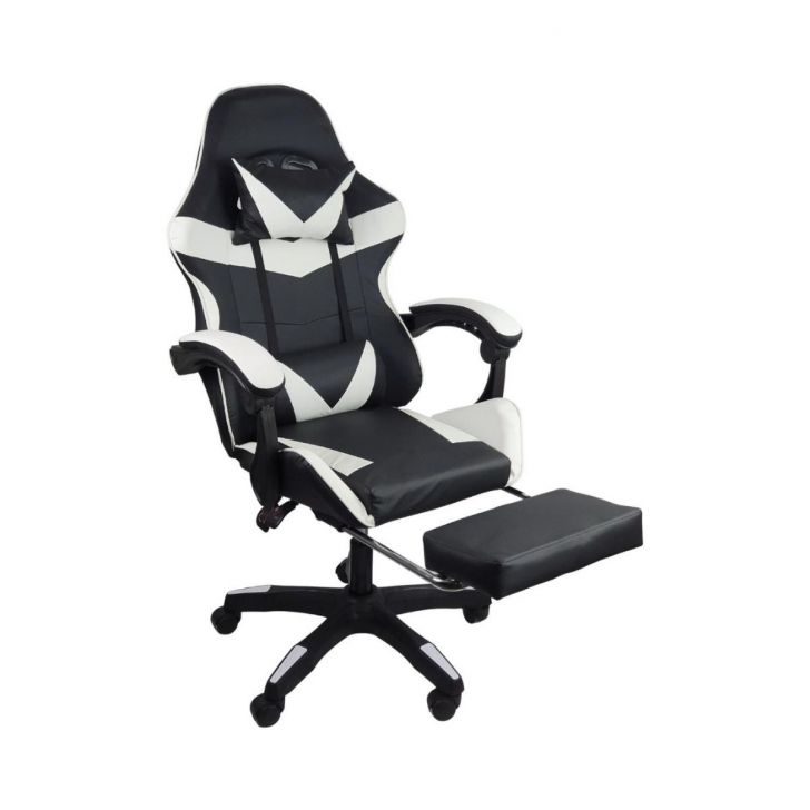 Cadeira Gamer Stillus Ergonômica Com Apoio Para Os Pés - Preta / Branca