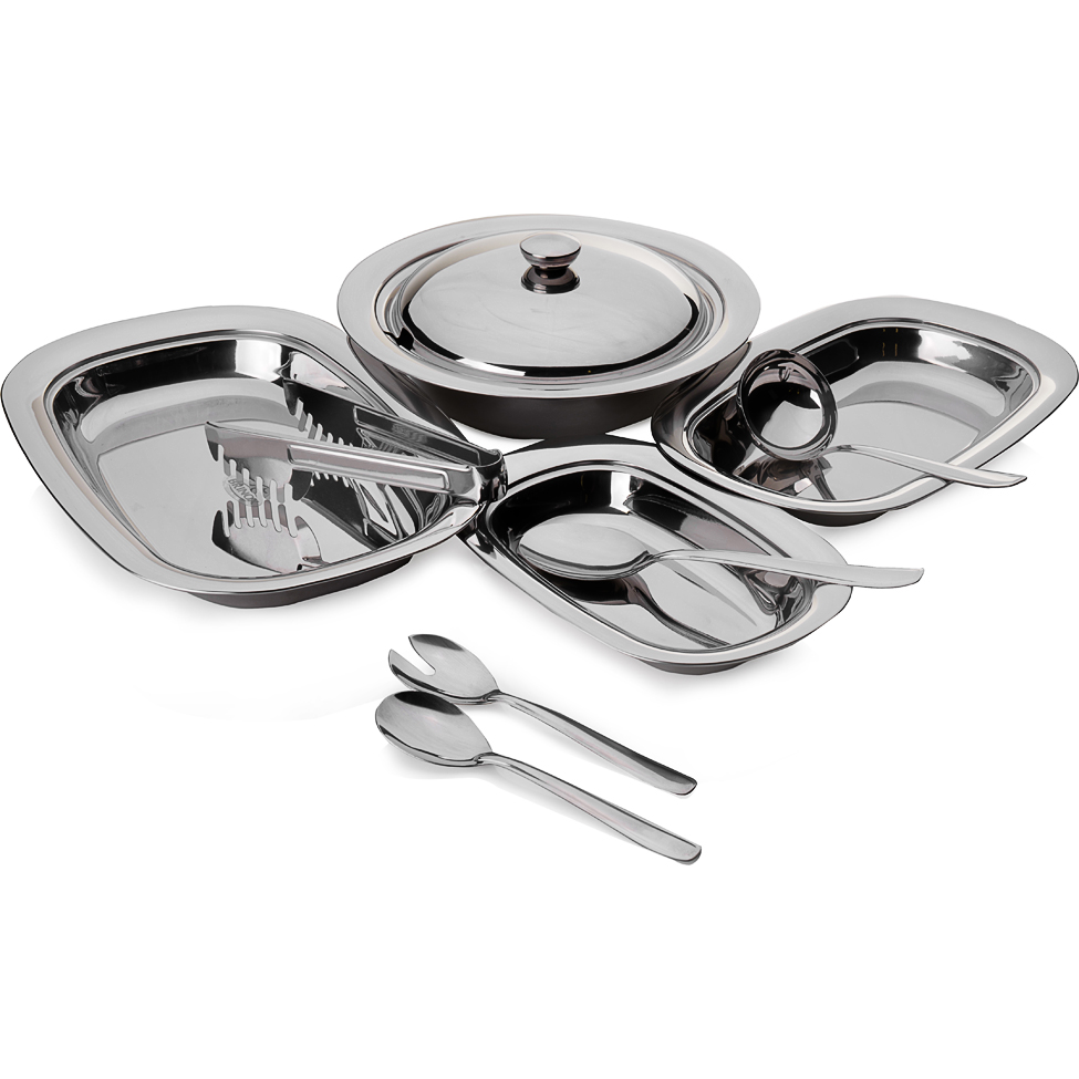 Conjunto de Travessas 9 p&ccedil;s Lyon Prata - Brinox Cod: BR013AC68AQP