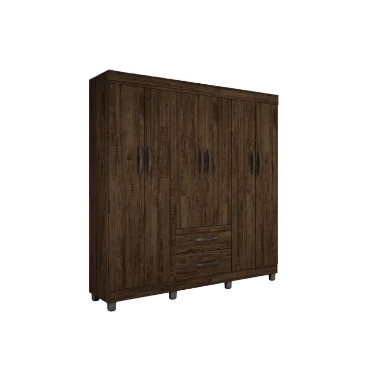 Guarda Roupa Casal 6 Portas 2 Gavetas Paris CHF Moveis Imbuia