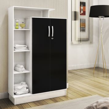 Arm&aacute;rio Multiuso Elite - 2PT Branco & Preto | Dem&oacute;bile Preto - Dem&oacute;bile Cod: DE626CL90JHPMOB