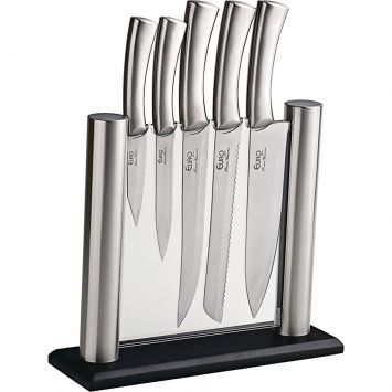 Conjunto Facas Cepo Premiere Houseware 6 p&ccedil;s Prata - Euro Home Cod: EU281AC23GFO