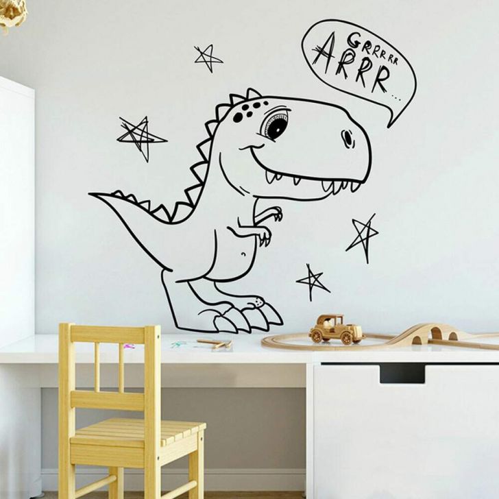 Papel de Parede Adesivo Vinil Quarto Fofo Dinossauro Marrom