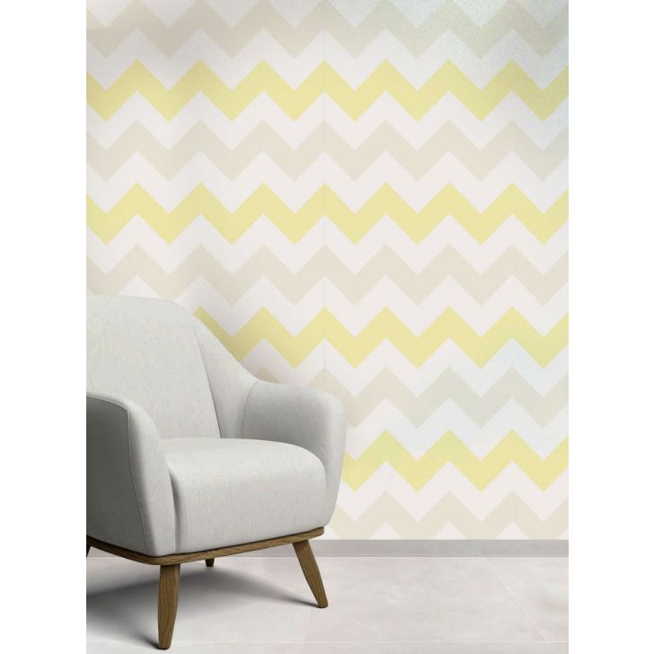 Papel de Parede Estilo Chevron Amarelo - Papel de Parede Importado em Oferta