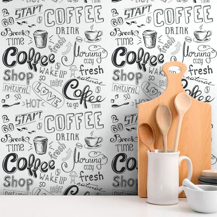 Papel de Parede Para Cozinha Love Coffee Preto e Branco, confira!