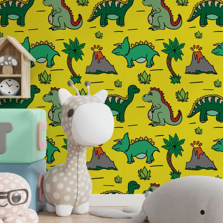 Papel de Parede Infantil Desenho Dinossauros, Papel Adesivo