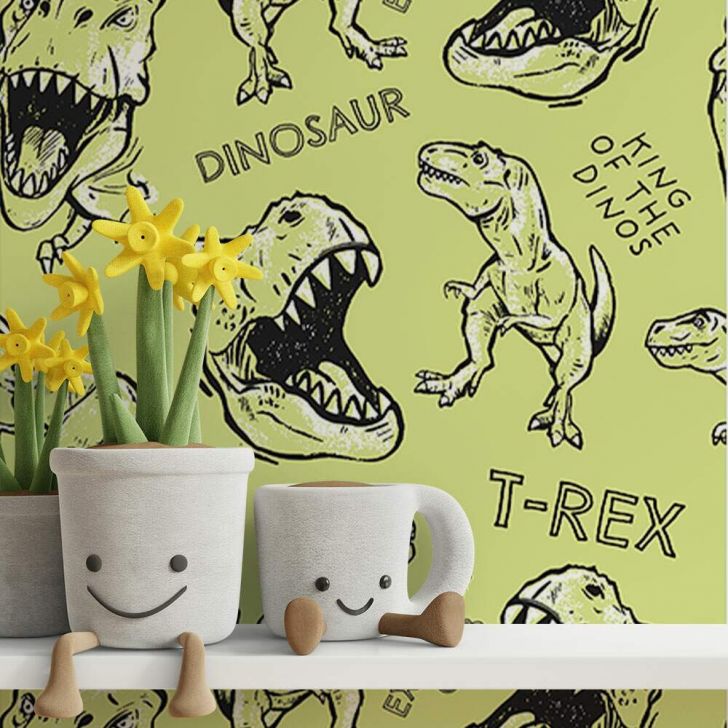 Papel de Parede Infantil Dinossauros Desenho T-Rex-60x300cm