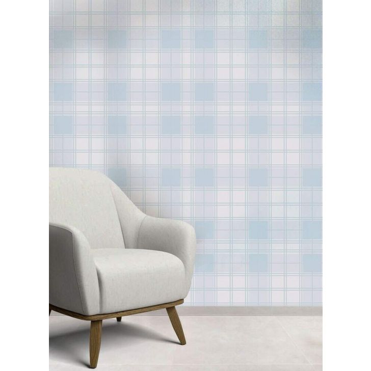 Papel de Parede Xadrez - Mod 014 Azul Claro-60x300cm