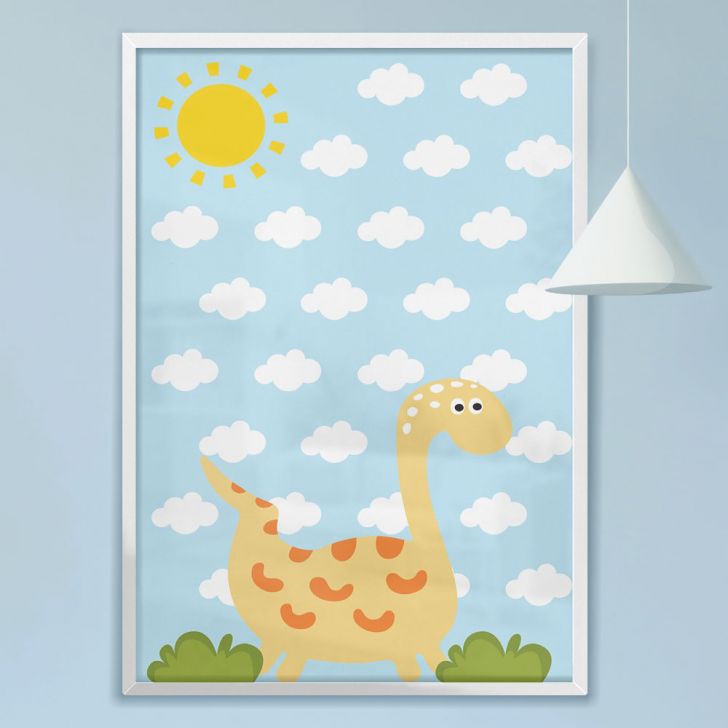 Quadro Quadro Decoração Infantil desenho dinossauro verde