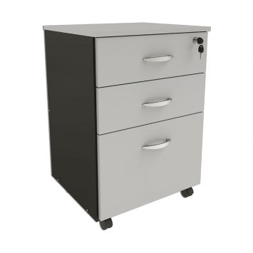 Gaveteiro Volante New City 2 Gavetas e 1 Pasta Suspensa 67x40x46 cm Cinza - Gebb Work Cod: GE198CL20TFF