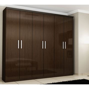 Guarda-Roupa Munique - 6 PT - 6 GV - Tabaco Gelius Móveis
