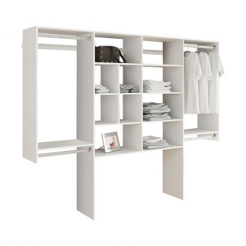 Armario Super Closet Composto 3 Prateleiras4 Cabides E 4 Nichos Para Bolsas Branco Kt2409 Branco - Getama Cod: GE309CL06MAF