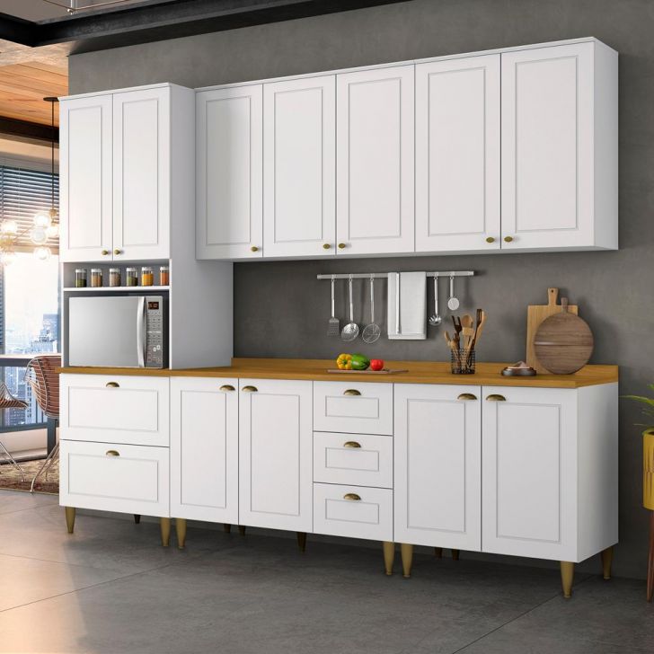 Cozinha Modulada 11 Peças MDF York 27 Branco Nature Henn