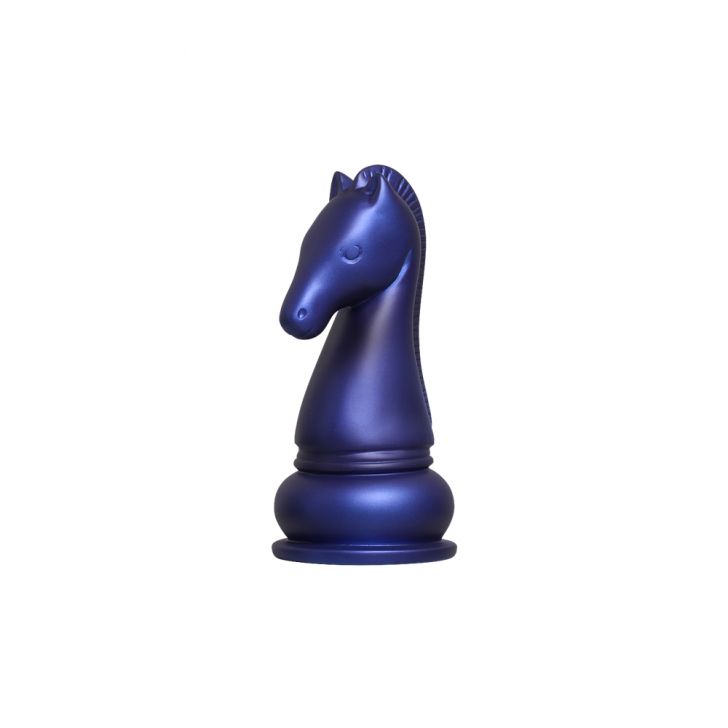 Peças De Xadrez Cavalo Torre E Peão Em Cerâmica Azul Fosco