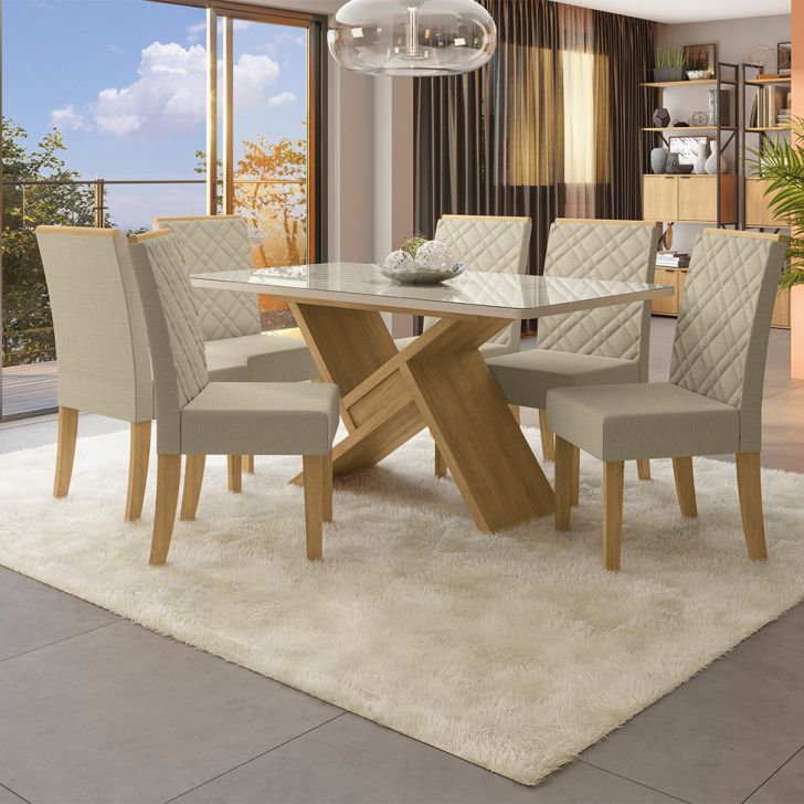 Conjunto de jantar 6 cadeiras Kappesberg Mesa 170 x 90 cm