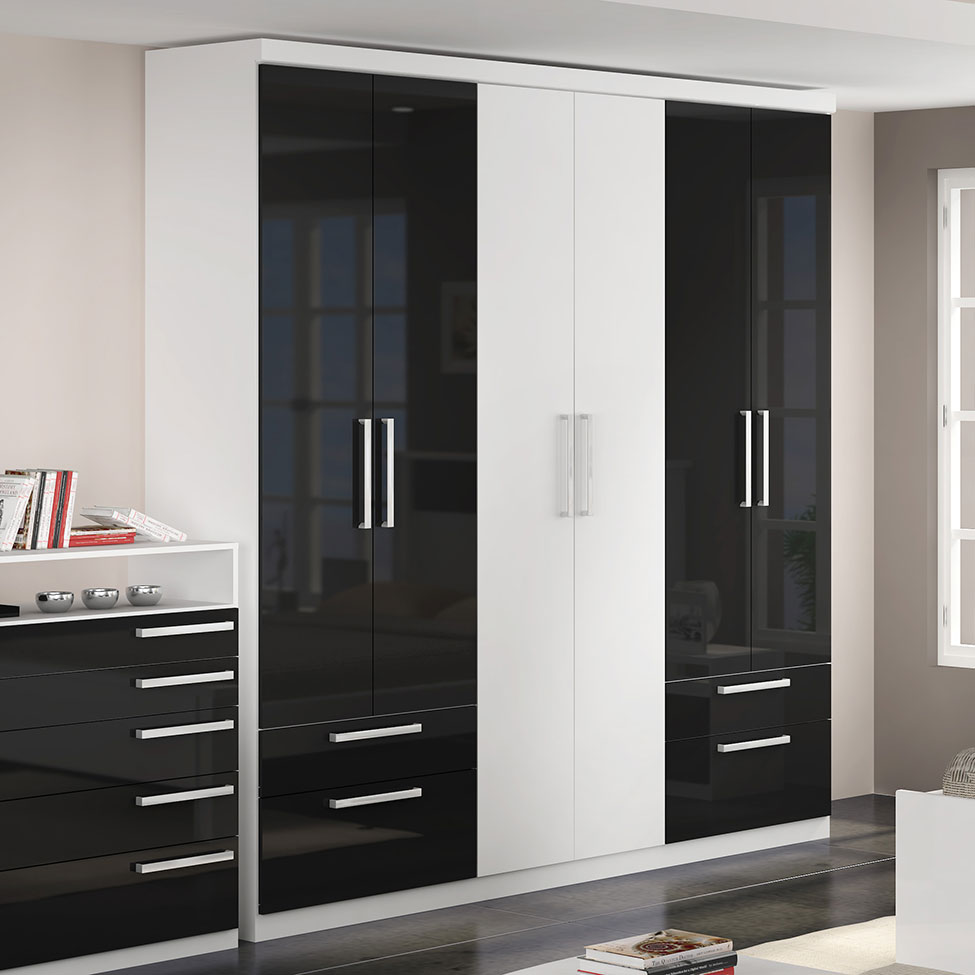 Guarda - Roupa S456 Branco com Preto Branco - Kappesberg Cod: KA161CL20KAT - Mobly