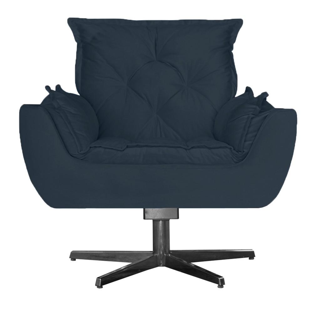 Poltrona Opala Decorativa Base De Balanço Amamentação Suede Azul