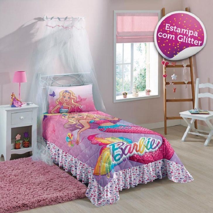 Jogo de Cama Solteiro Lepper Barbie Sereia 2 Peças Rosa - Compre