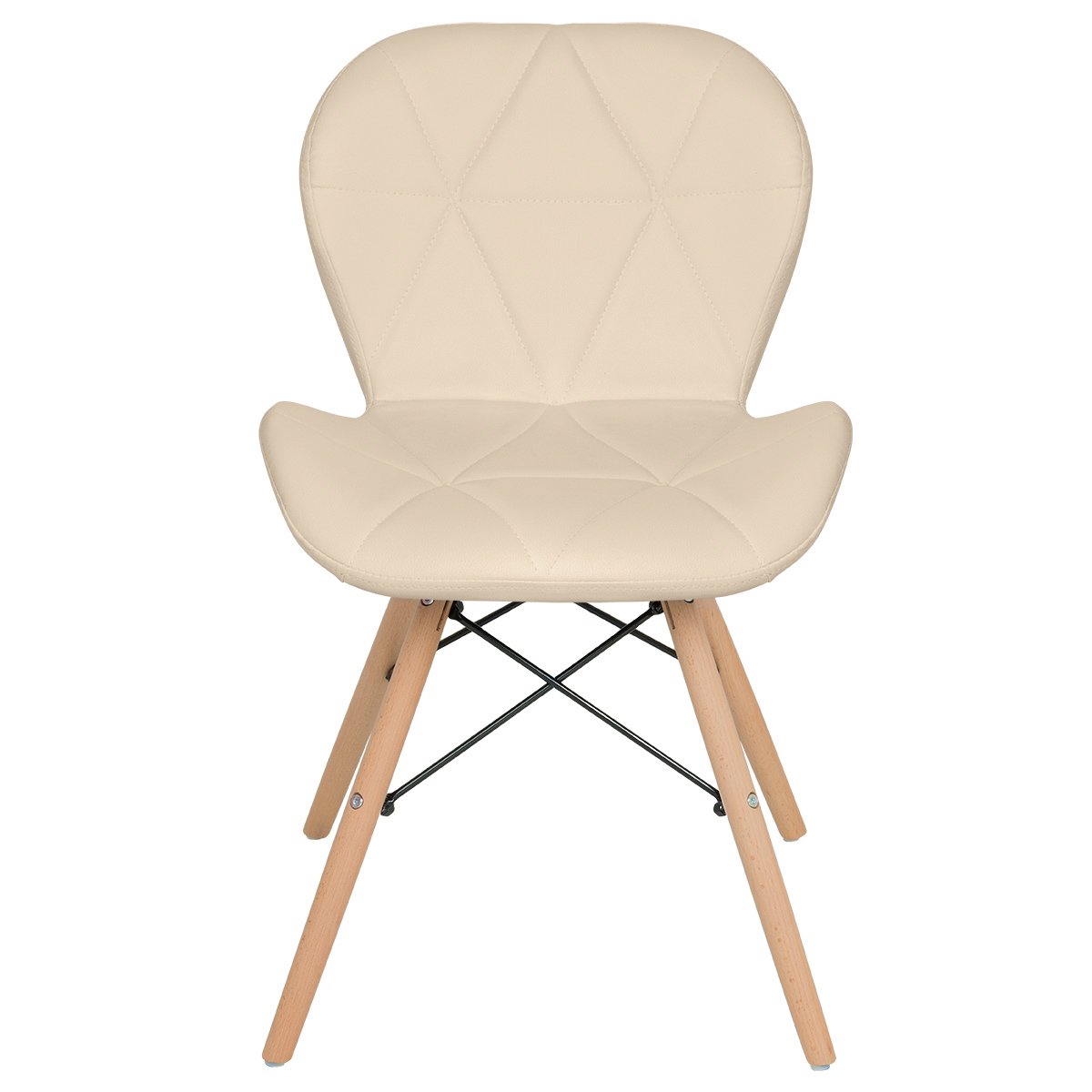 Kit 8 Cadeiras Estofadas Charles Eames Eiffel Slim Wood Confort Nude