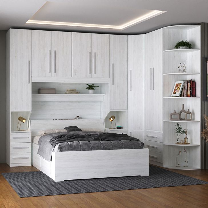 Quarto Completo Cama 160x200 Carvalho Natural