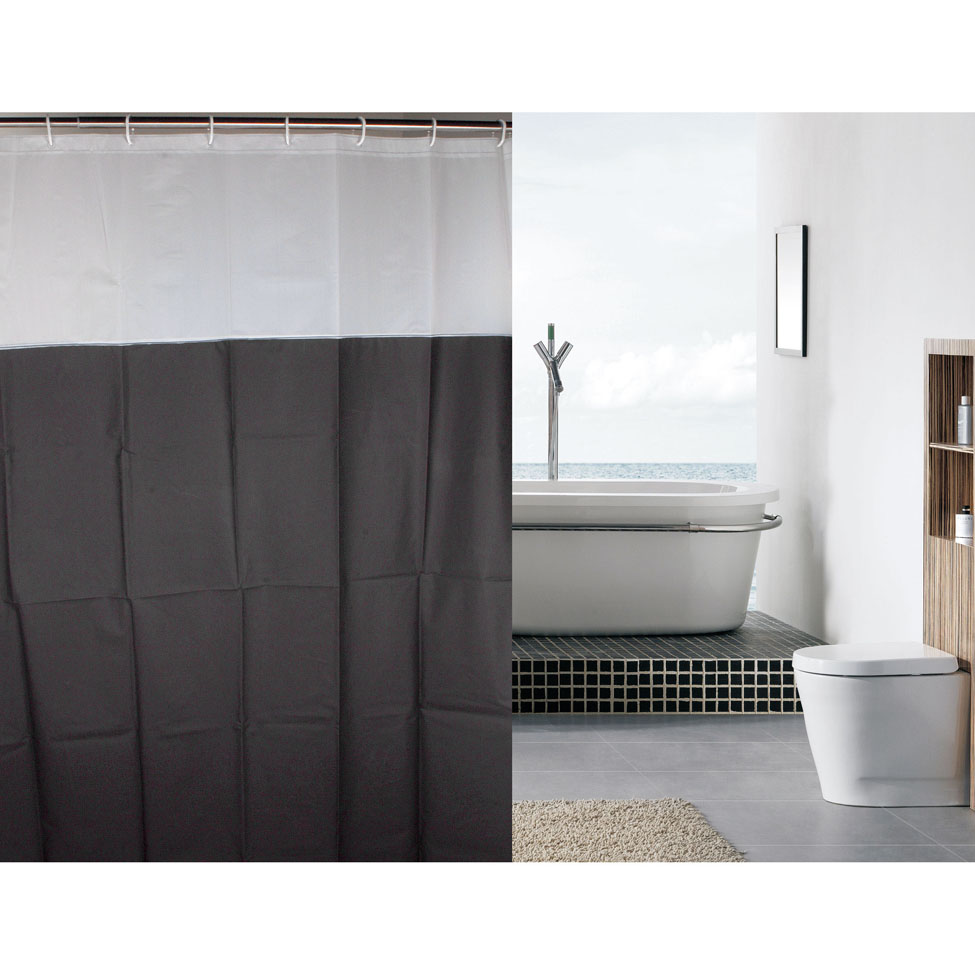 Cortina de Banho Poli&eacute;ster Preta 1,78 x 1,78 Preto - MOR Cod: ME061AC44HAX