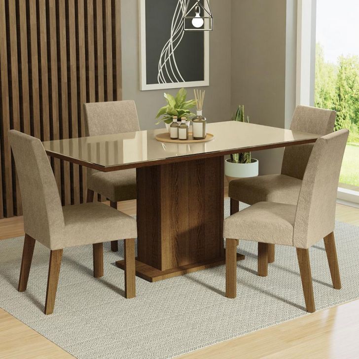 Conjunto Sala de Jantar 6 Cadeiras Kate Siena Moveis