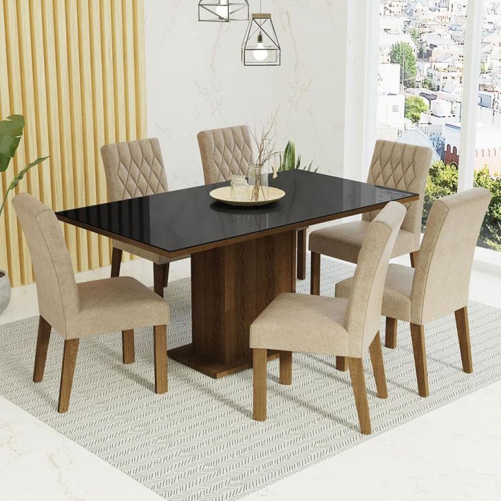 Conjunto de jantar 6 cadeiras Kappesberg Mesa 170 x 90 cm