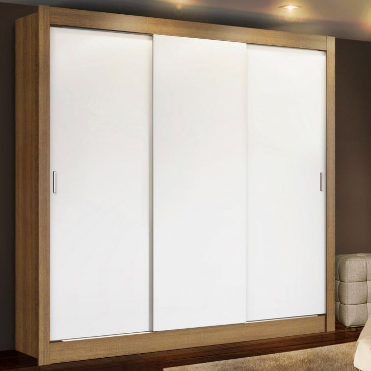 Guarda Roupa Casal Madesa Lyon 3 Portas de Correr 2 Gavetas - Rustic/Branco