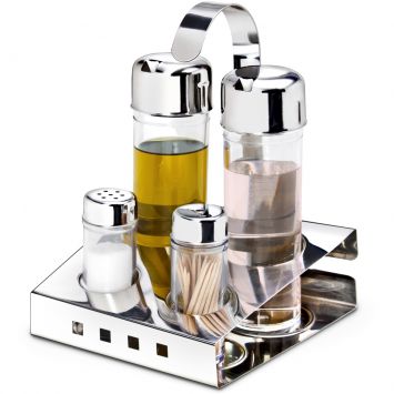 Galheteiro Quadrado 4 pçs Inox