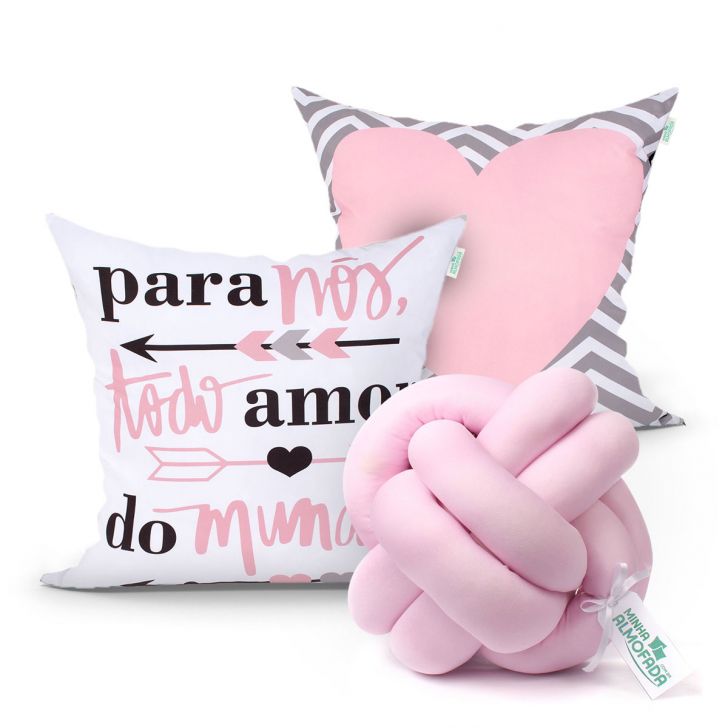 Jogo Almofada Infantil Menina Rosa 2 Unidades 45cm X 45cm Com Refil De  Silicone + Almofada Nó Escandinavo