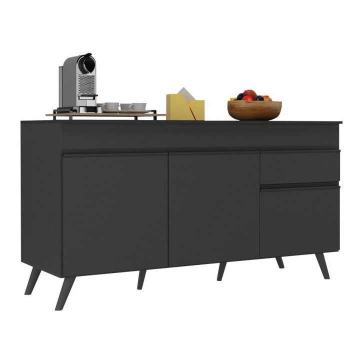 Balcão Cozinha Gabinete Pia 150cm 3 Portas 1 Gaveta Veneza Multimóveis V3740 Preto