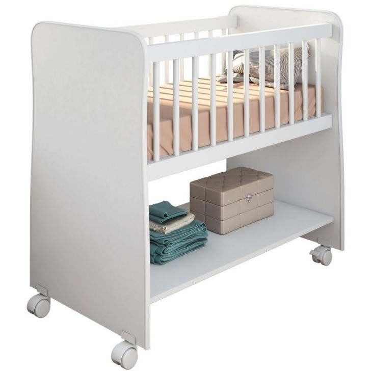 Mini Berço Para Bebê New Baby Branco Grade Móvel - Kasa Sofa Decor