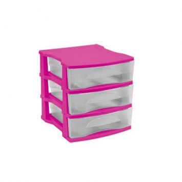 Gaveteiro com 3 Gavetas Pequeno Pink 14 x 15 x 15 cm Pink - Paramount Cod: PA484AC16MAT