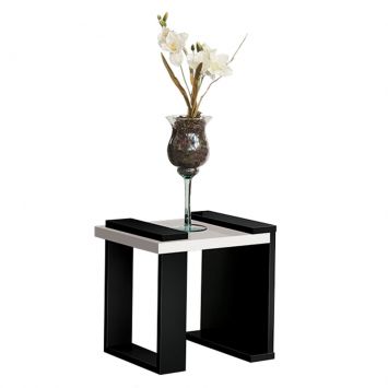 Mesa Lateral Flora Branco,Preto