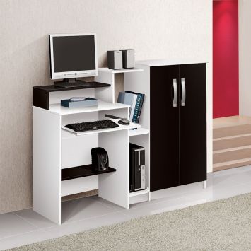 Mesa para Computador Super Office Branco, Preto 7701 Branco - Patrimar Cod: PA483TA21LHI