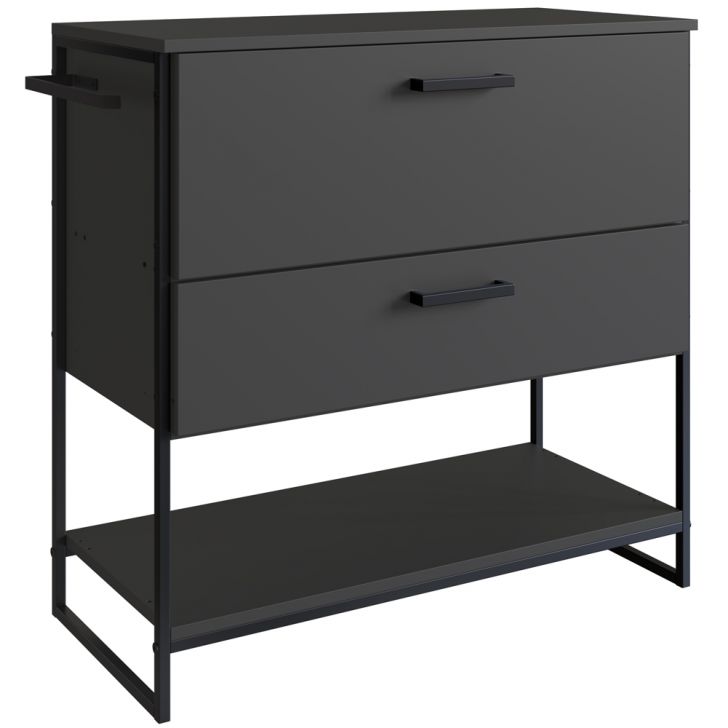 Gabinete Banheiro Industrial 80 CM 1028 Grafite Aço Preto PP