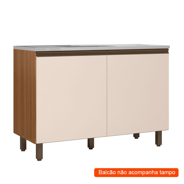 Balcão de Cozinha Porto 2 PT Carvalho e Off White