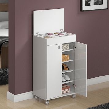 Sapateira com 2 portas e organizador de meias Branco